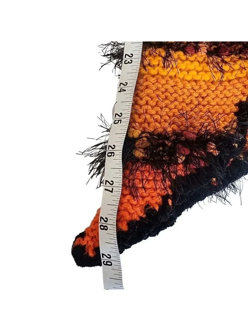 Crochet knit orange & black shawl cover wrap